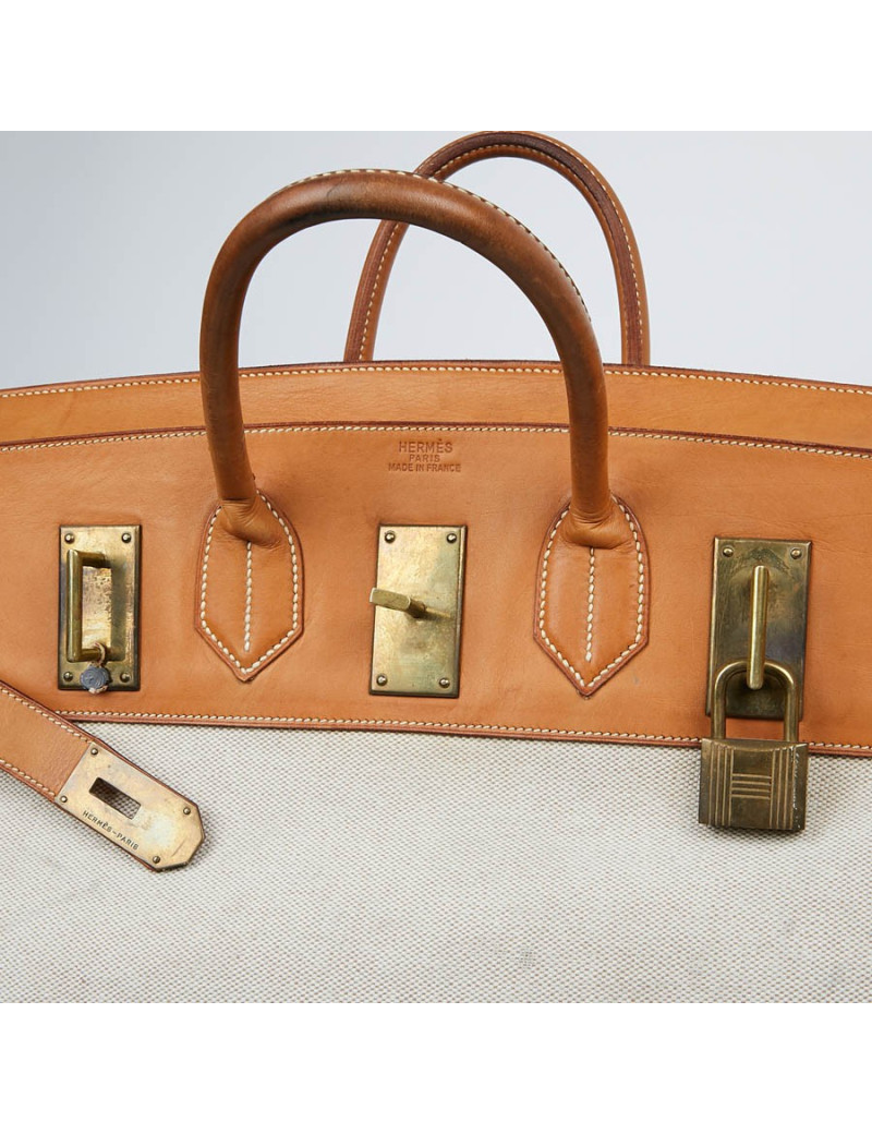 Haut à courroies HERMES toile et cuir