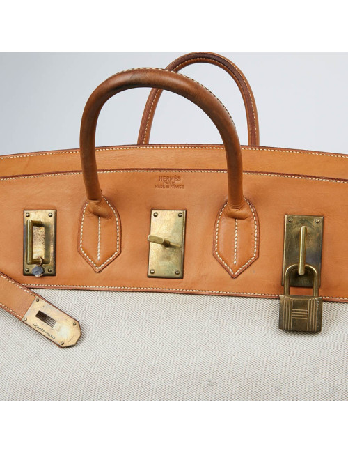 Haut à courroies HERMES toile et cuir