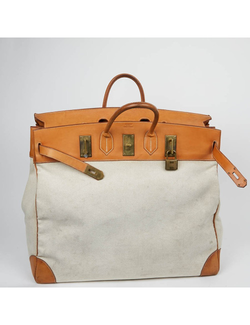 Haut à courroies HERMES toile et cuir