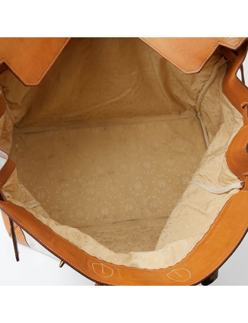 Haut à courroies HERMES toile et cuir