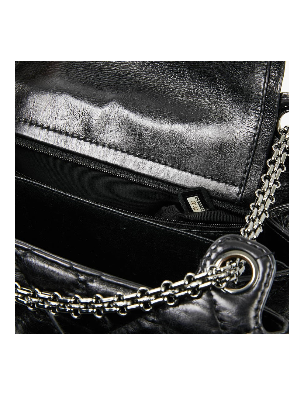 Sac CHANEL cuir froissé noir