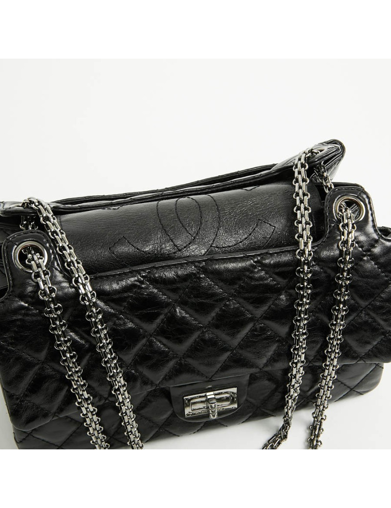 Sac CHANEL cuir froissé noir