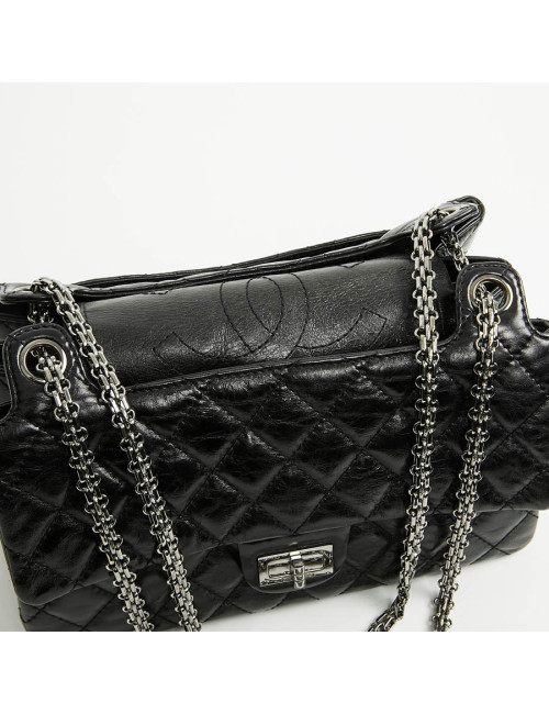 Sac CHANEL cuir froissé noir