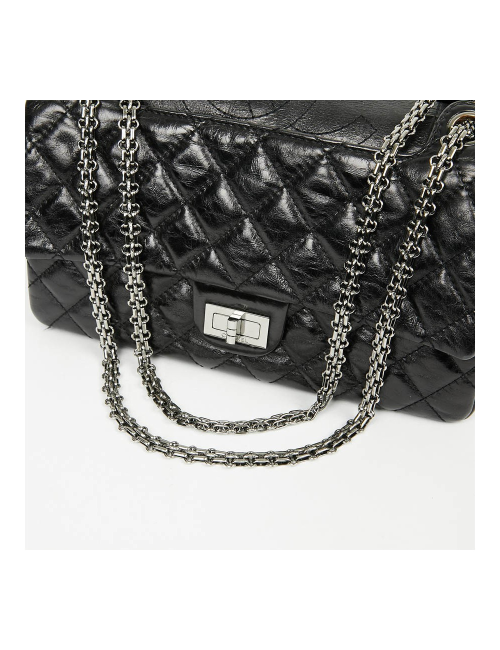 Sac CHANEL cuir froissé noir