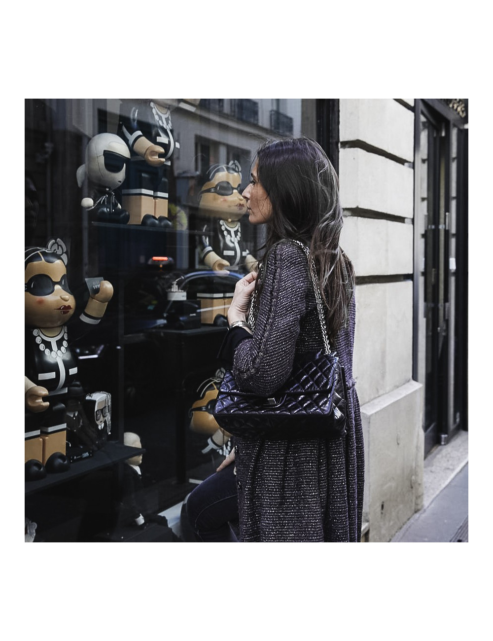 Sac CHANEL cuir froissé noir