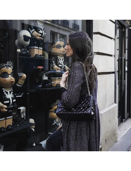 Sac CHANEL cuir froissé noir