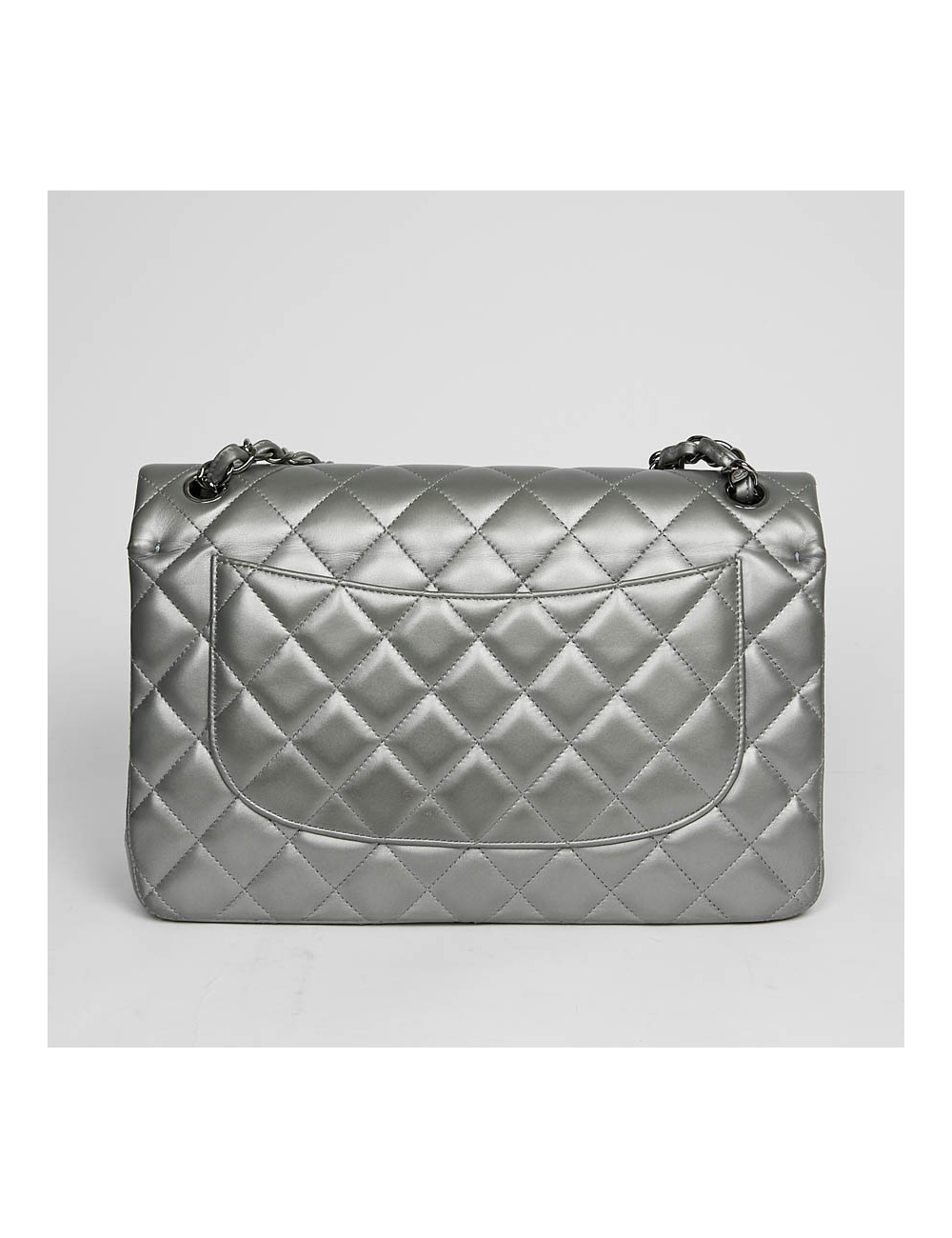 Sac à main CHANEL Jumbo cuir lisse gris acier