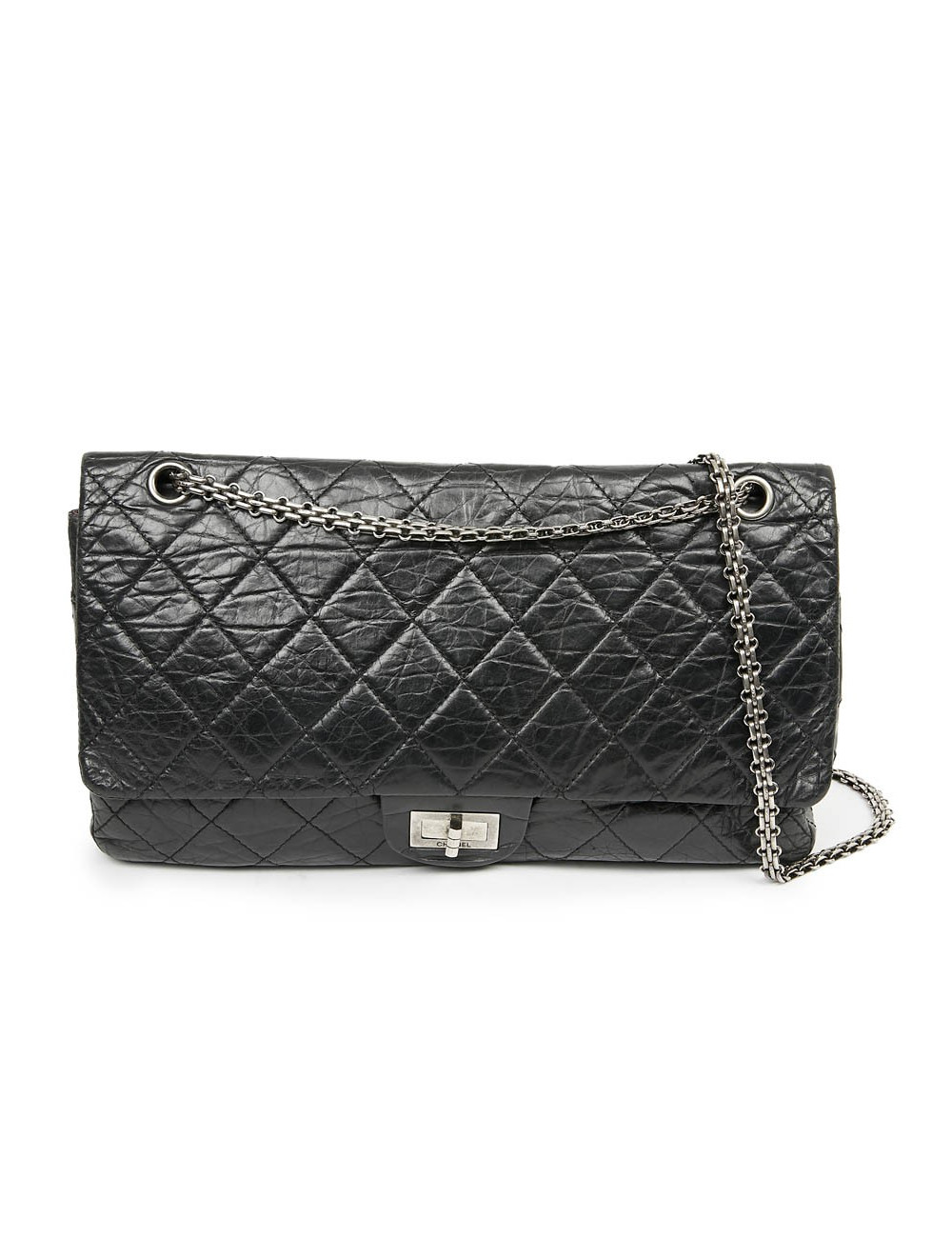 2.55 GM CHANEL cuir noir vieilli