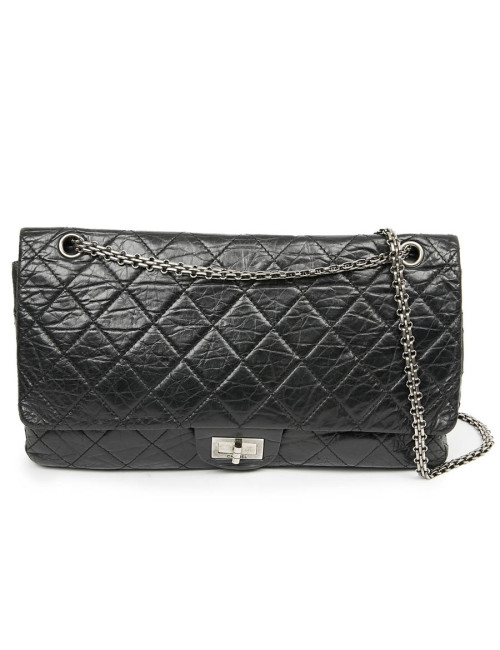2.55 GM CHANEL cuir noir vieilli
