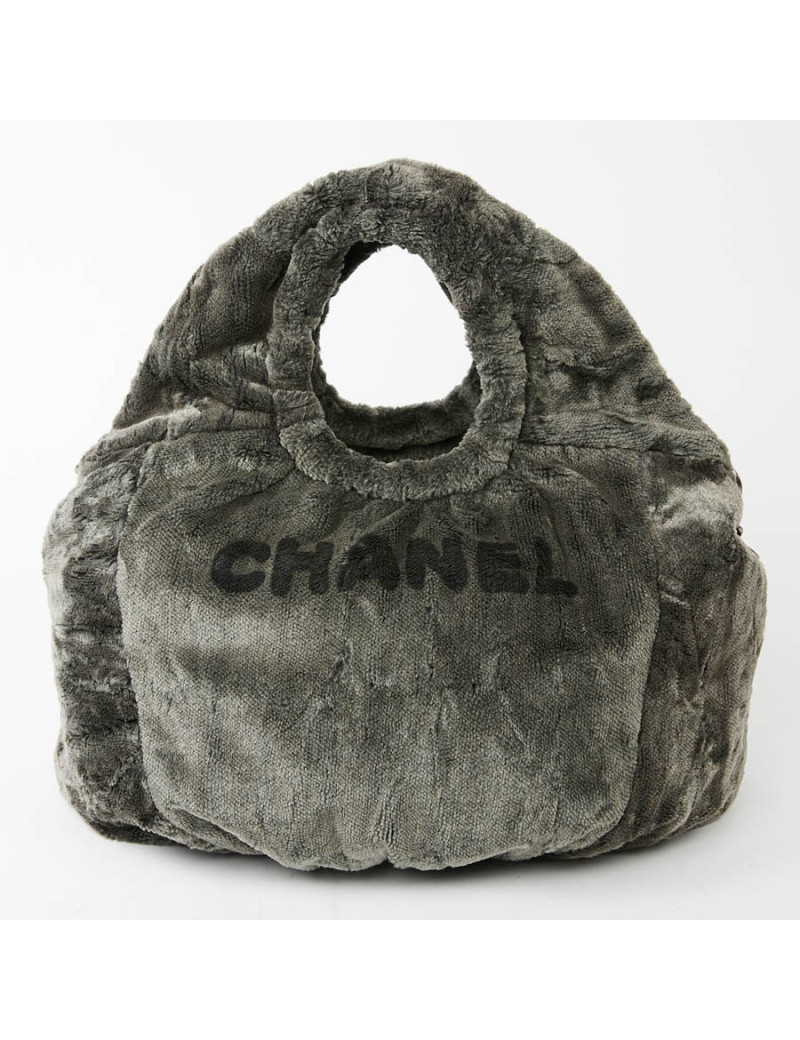 Besace CHANEL velours de soie gris