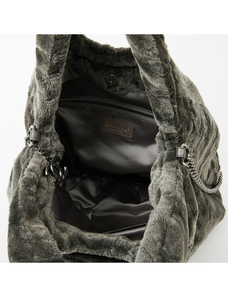 Besace CHANEL velours de soie gris