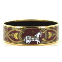 HERMES bracelet email Burgundy and gold motif horses