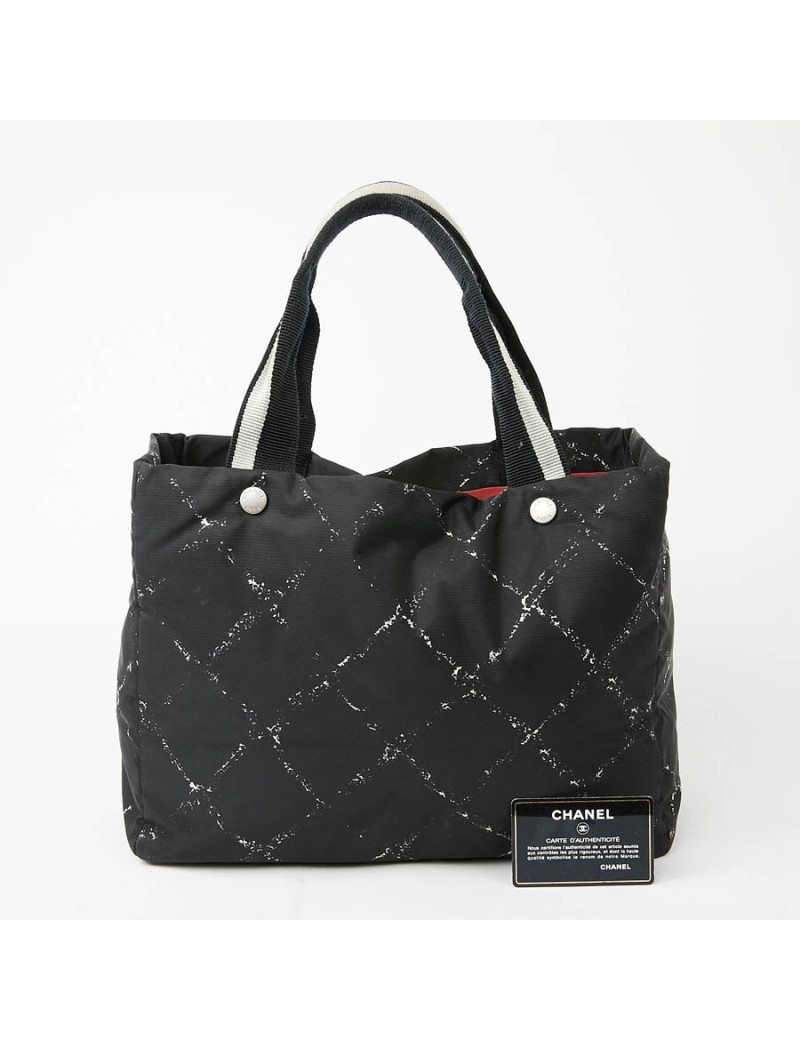 Cabas CHANEL toile noire et blanc