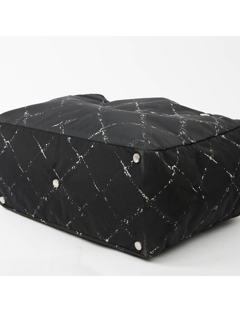 Cabas CHANEL toile noire et blanc