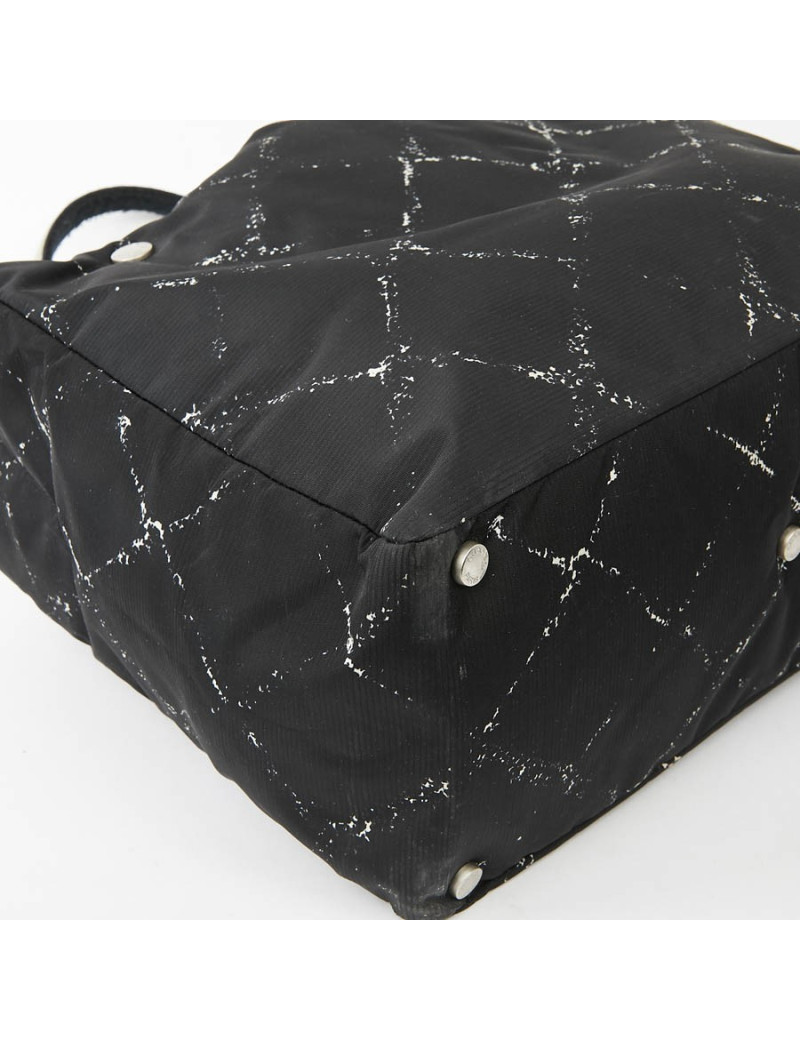 Cabas CHANEL toile noire et blanc