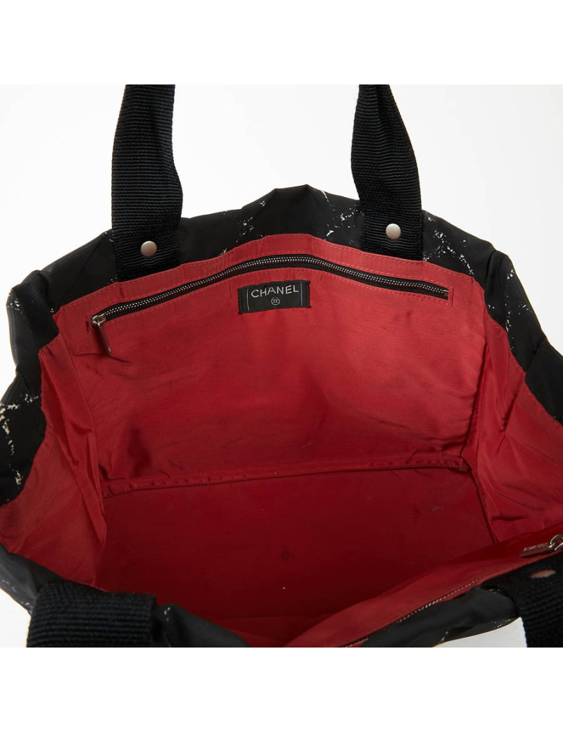 Cabas CHANEL toile noire et blanc