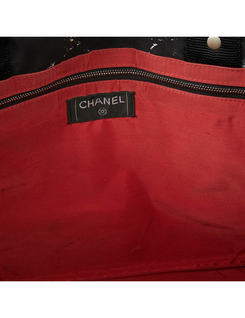 Cabas CHANEL toile noire et blanc