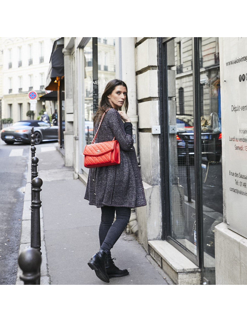 Sac CHANEL rouge cuir lisse