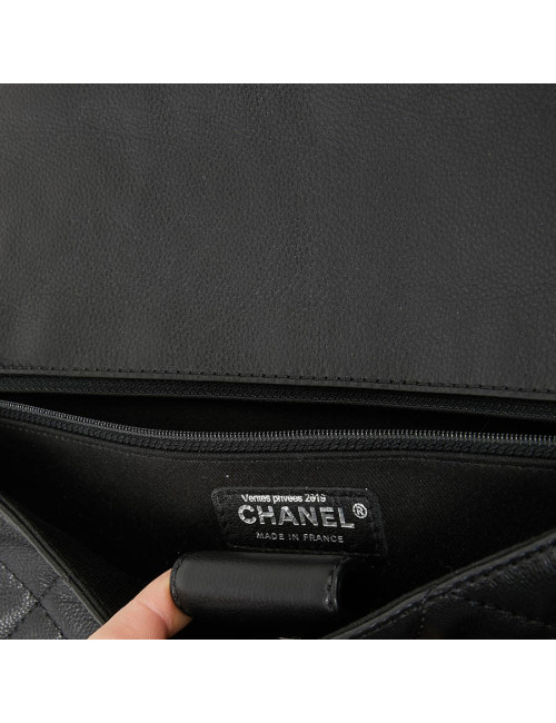 Sacoche CHANEL cuir caviar souple noir