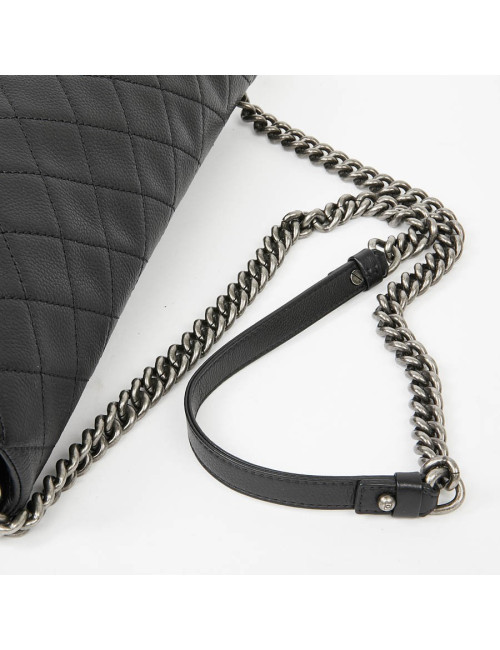 Sacoche CHANEL cuir caviar souple noir