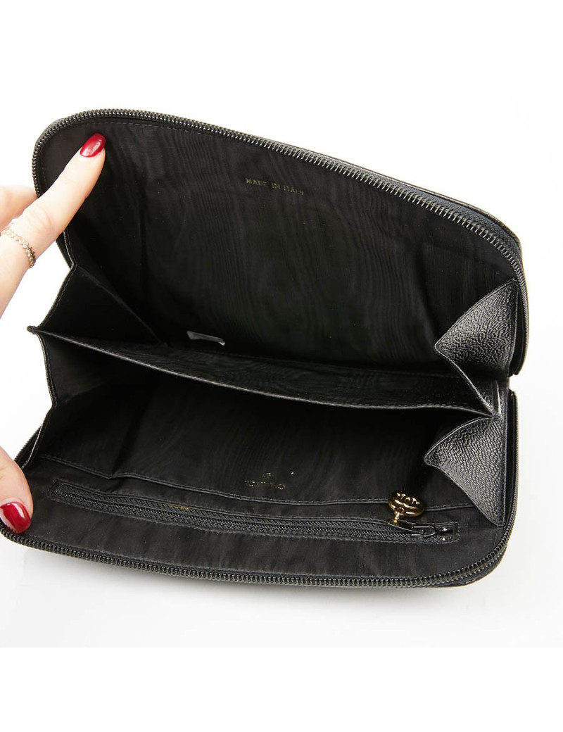 Pochette vintage CHANEL cuir grainé noir