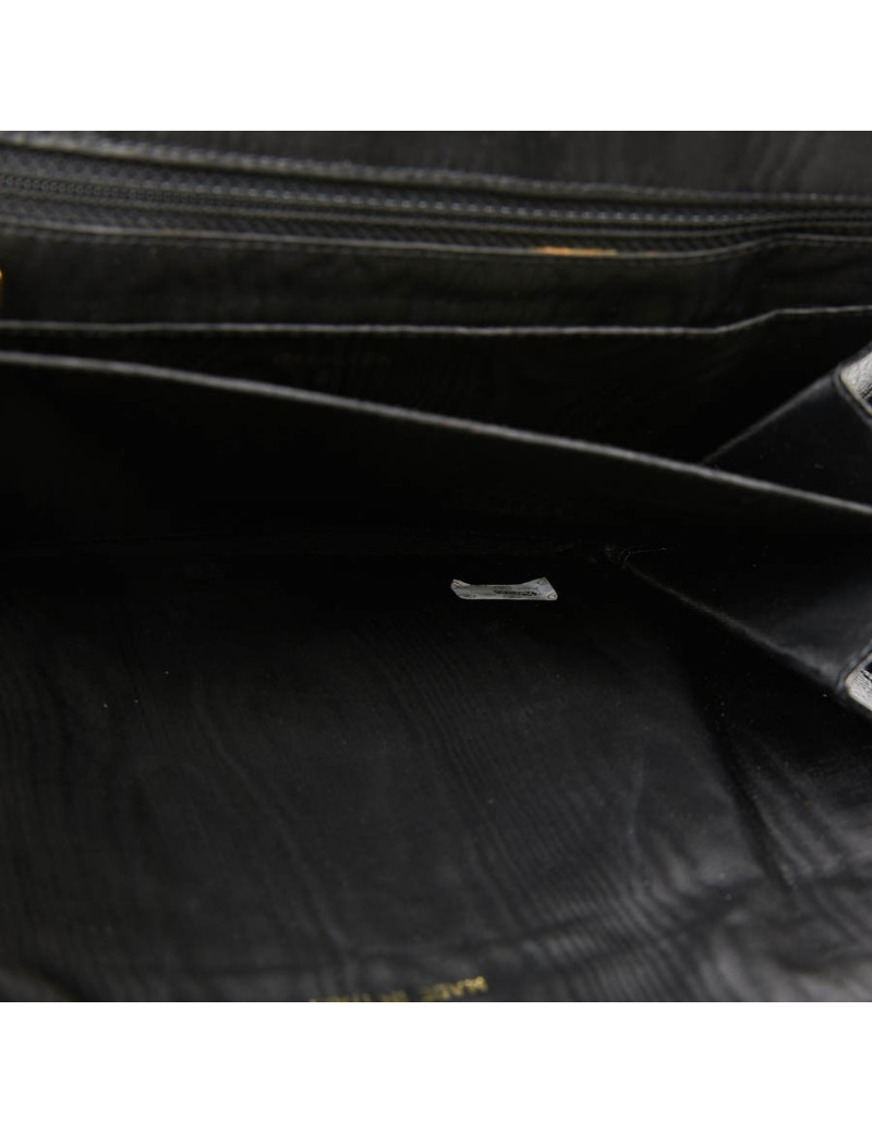Pochette vintage CHANEL cuir grainé noir