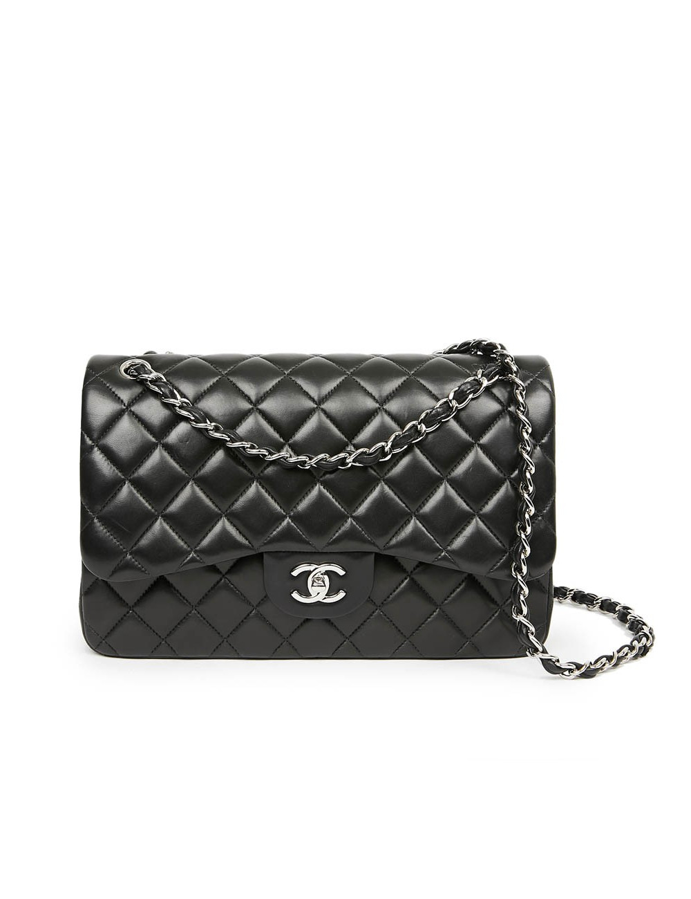 Sac CHANEL Jumbo cuir lisse noir