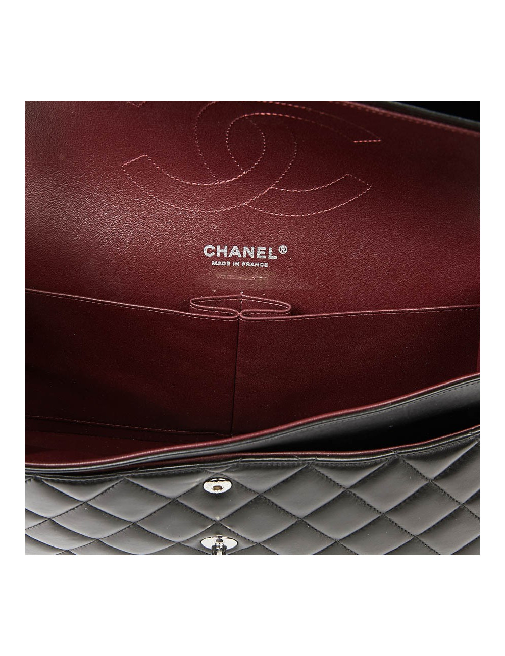 Sac CHANEL Jumbo cuir lisse noir