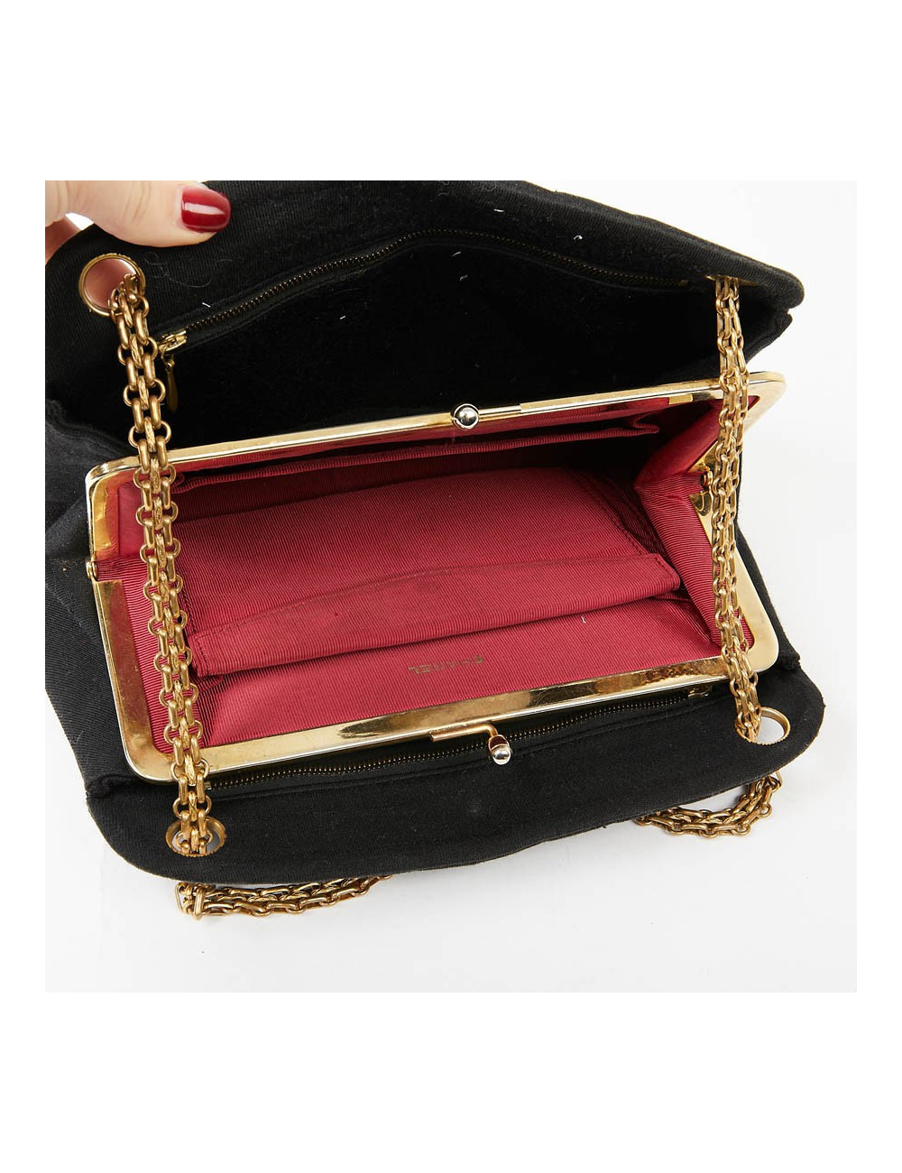 CHANEL sac vintage jersey noir